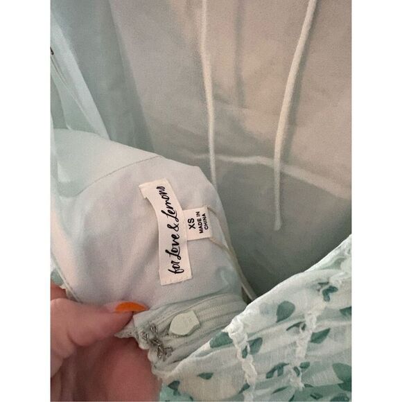 NWT For Love & Lemons Drea Mini Dress In Green Size XS - Picture 6 of 8